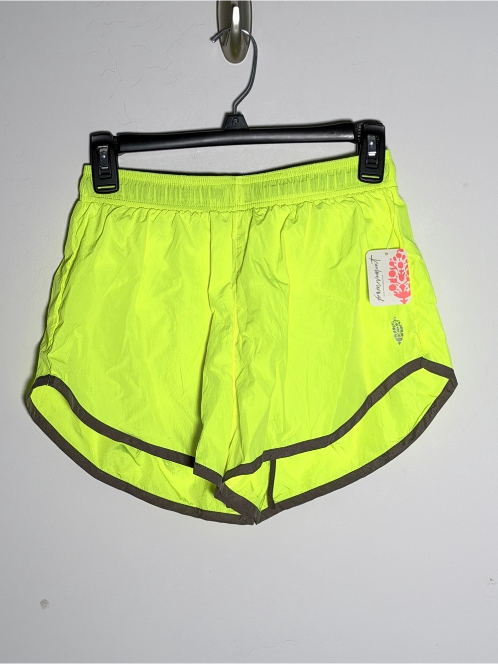 Free People Neon Yellow Athletic Shorts with Charcoal Trim XS